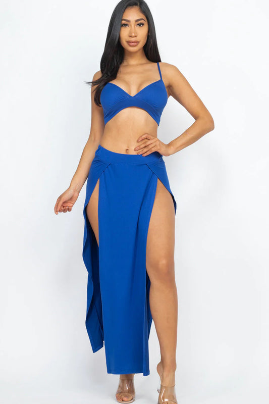 Bra Top and Side Slit Maxi Skirt (CAPELLA)